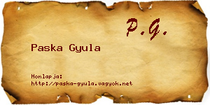 Paska Gyula névjegykártya